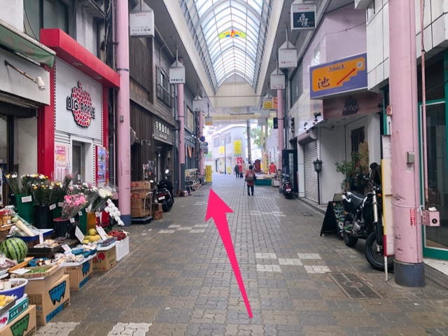 住吉中央公園横の道をまっすぐ進むとツヂノハチヤがある