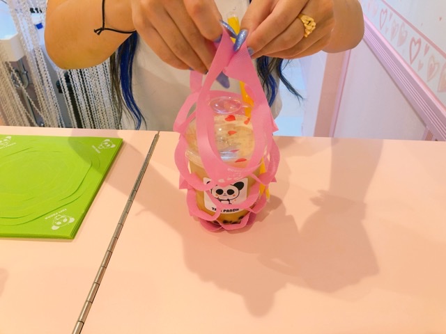 タピパンダのピンクのタピオカホルダー